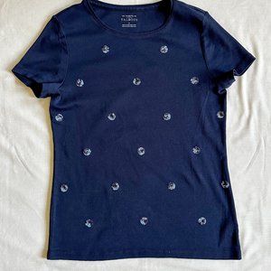 TALBOTS NAVY BLUE “THE TALBOTS TEE” SHORT SLEEVE TEE -  SIZE MEDIUM